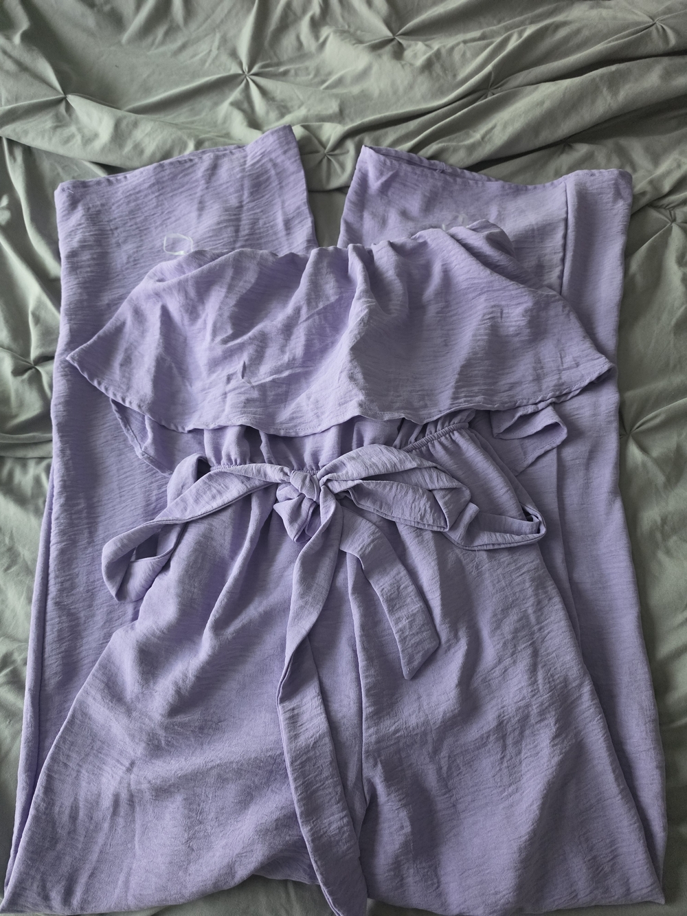 Lavender Ruffle Strapless Sleep Romper